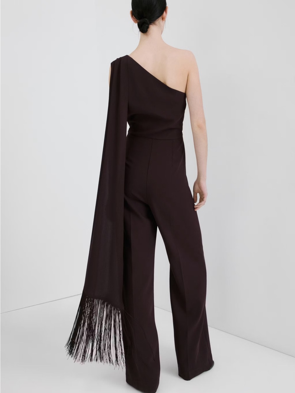 NWT (size M) MANGO ASYMMETRICAL JUMPSUIT WITH FRINGED SCARF - Picture 2 of 12